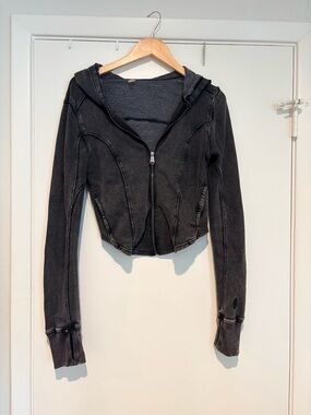 FP Movement Washed Black Zip Hoodie Rendezvous